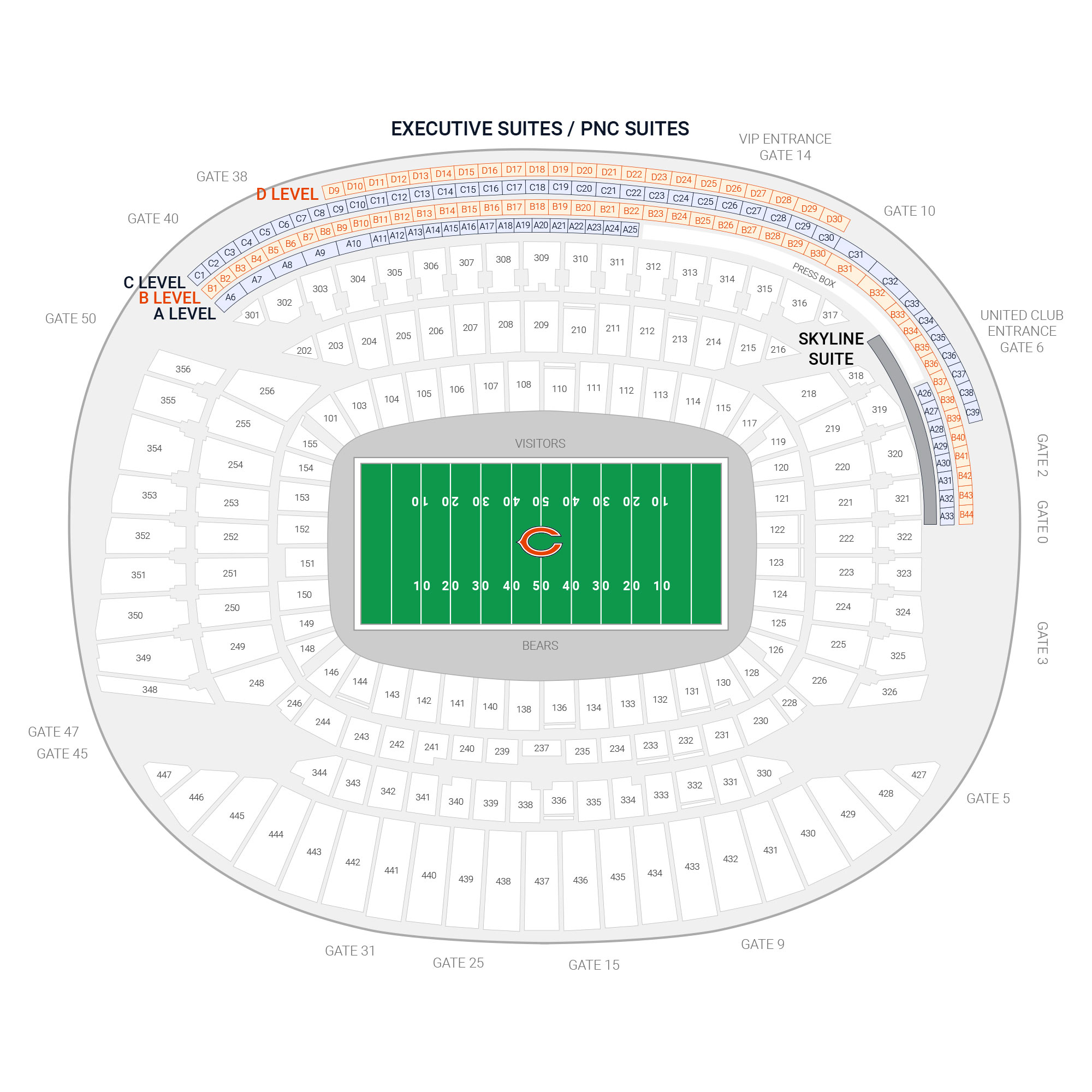 Soldier Field Suite Map and Seating Chart